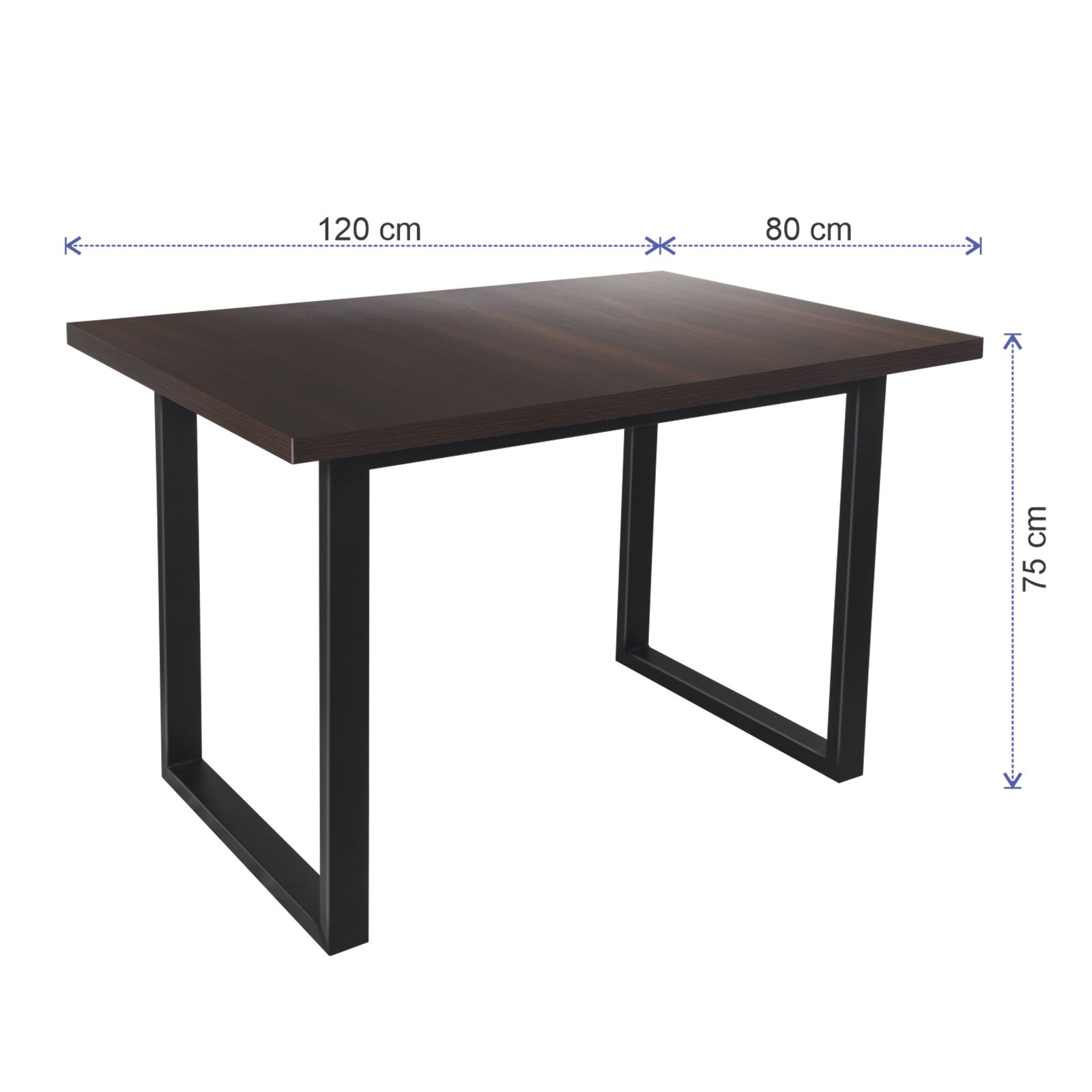 Mesa Comedor Rectangular Industrial 80x120 ángulo 2