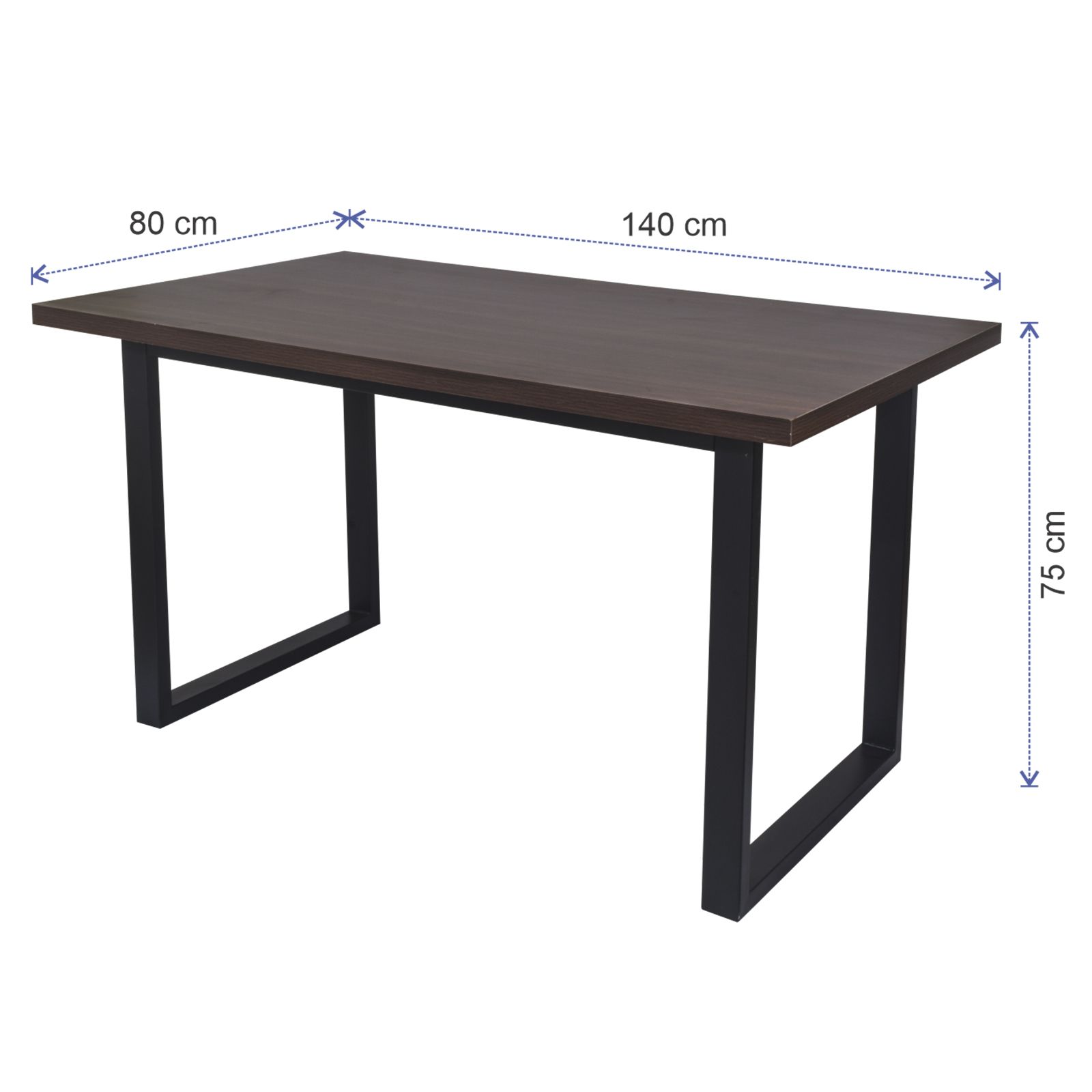 Mesa Comedor Rectangular Industrial 80x140 ángulo 2