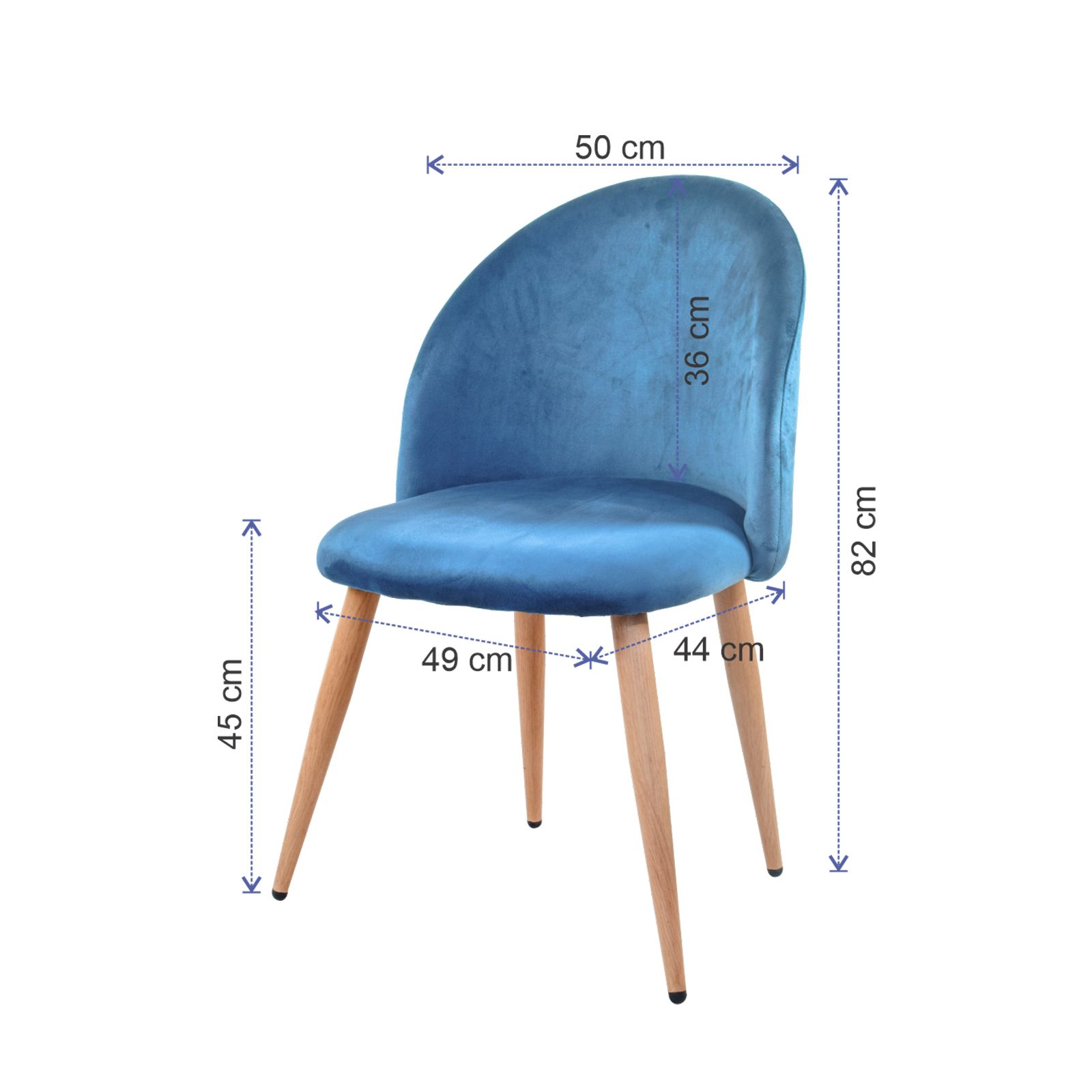 Silla Tapizada Velvet x 4 ángulo 2
